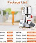 Heavy Duty 1800W Electric Grain Mill Grinder With 36000 Rpm High Speed Motor And 800g Stainless Steel Capacity for herbs and grains