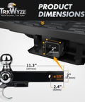 All In One Tri Ball Trailer Hitch With Chrome Plated Finish dimensions and receiver fitment details