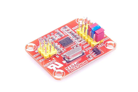 Close-up of Multifunction Signal Converter Module PT01A Servo Signal To Analog Voltage And PWM Converter for testing and calibration