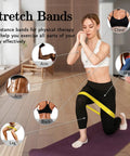 Woman using Multicolor Resistance Bands Set With Five Levels For Home Gym And Outdoor Workouts Non Slip Latex Exercise Bands