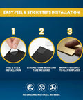 Easy installation of Basic Trash Sign Brushed Silver Small For Walls Or Doors with adhesive foam tape steps shown in image.