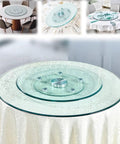 Massive 35 Inch Turntable Lazy Susan Tabletop Rotating Tray With Tempered Glass Display Plate for dining table, transparent view