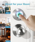 Fingerprint Keyless Entry Door Lock With Smart Deadbolt And App Control, 0.3 Second Unlock being used on a white door.