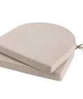 Set Of 2 Waterproof Outdoor Chair Cushions With Ties, Round Corner Seat Pads, 17 X 16 X 2 Inches, Beige, All Weather Patio Cushions