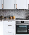Modern kitchen with 5 Inch Brushed Antique Copper Cabinet Hardware Pulls And Knobs Set For Kitchen And Furniture on white cabinets.