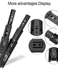 Heavy Duty 14 Inch Full Extension Drawer Slides Featuring Slick Ball Bearing Glides And Rust Resistant Zinc Coated Steel Rails For Smooth Kitchen Cabinets Closets And Office Furniture Upgrades In Practical Two Pack Black, showcasing rails and roller details.