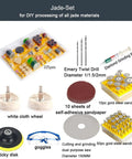 Jade-set components for Beast 750W Jewelry Polishing Buffer Bench Lathe 3 In 1 Grinder Kit, including drills, paste, wheels.