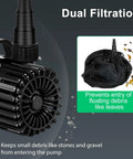 100W Submersible Pond Pump For Koi Ponds And Water Features, 1800 GPH, dual filtration with barrier bag and mesh screen