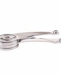 Lid Support Hinge Set For Cabinets And Toy Boxes, zinc alloy folding lid stay hinges with buffer damper, side view.