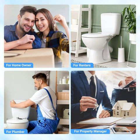 2 Inch Toilet Flapper Replacement Fits Most 2 Inch Flush Valve Toilets From American Standard Kohler Fluidmaster Toto Gerber Leak Proof Rubber Seal With Stainless Chain Blue 1 Pack Easy Install Water Saving shown in four use cases