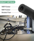 Close-up of Beefy NBR Fuel Line Hose with 6mm ID, 12mm OD, 4.9 ft, showing construction and use in automotive setup.