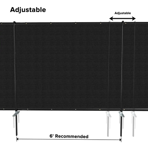 6x24 Privacy Fence Kit Freestanding Mesh Screen With Iron Poles For Outdoor Patio And Backyard Privacy, Adjustable View