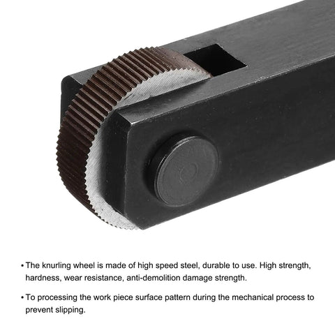 Close-up of Two Pack Knurling Wheel Kit 28mm Outer Diameter, 8mm Inner Bore, 8mm Thickness, 1.0mm Pitch Straight Linear Knurling Wheels