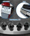 Badass Skull License Plate Screws And Motorcycle Plate Bolts Featuring Four Piece Black Fastener Set on motorcycle and car plates.