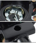 Close-up of Beefy 3500 Lb 5 Lug Electric Brake Trailer Axle With 73 Inch Hub Face, 58 Inch Spring Center, 5x4.5 Bolt Pattern hardware.