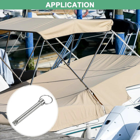 Six Pack Quick Release Pins Three Eighths Inch Diameter Two Point Five Six Inch Usage Length Carbon Steel Hardware Pins in boat bimini top