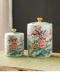 Premium Ceramic Tea And Coffee Canisters keep your daily stash locked down with true airtight sealed lids, featuring floral designs.