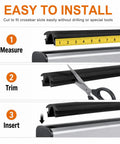 Easy installation steps for Stop That Highway Howl With Universal Roof Rack Crossbar Rubber Strip Insert for RV camper tops.