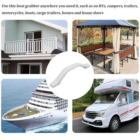 Rock Solid Heavy Duty 2 Pack Rv Grab Handle And 11 Inch Vehicle Handrail Easy Peasy Install White Assist Bar For Camper Trailer Door Universal Support Rails