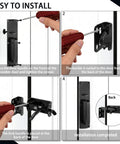 Installation steps for Top Shelf Thumb Press Gate Latch With Slick Grip Handle Rock Solid Black Metal Yard Lock for outdoor use.