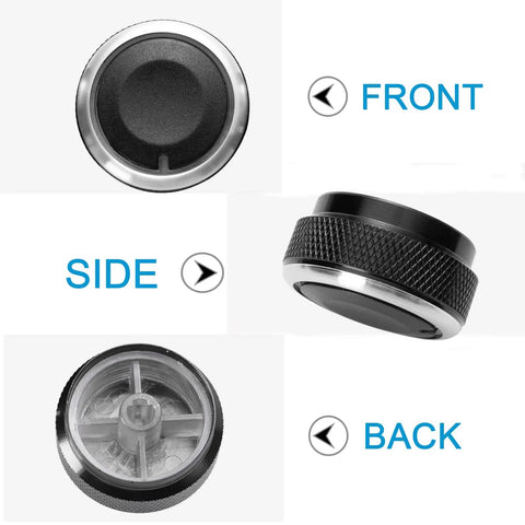 Toyota Tacoma AC Knob Set Of 3 Replacement Buttons For Temperature And Fan Control Fits 2005 2015 Models front, side, back views