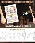 Starter Wood Carving Kit For Beginners And Kids, 20 Piece Set With Eight Whittling Knives, manual and spoon details