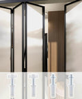 DIY Friendly Bifold Door Hardware Kit With Spring Loaded Top Roller Guide Wheels And Pivots 4 Piece Repair Set visible against doors