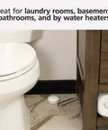 Bathroom corner with 4 Pack WiFi Water Leak Detector and Freeze Alarm for Home, Alexa Compatible, near toilet, battery powered.