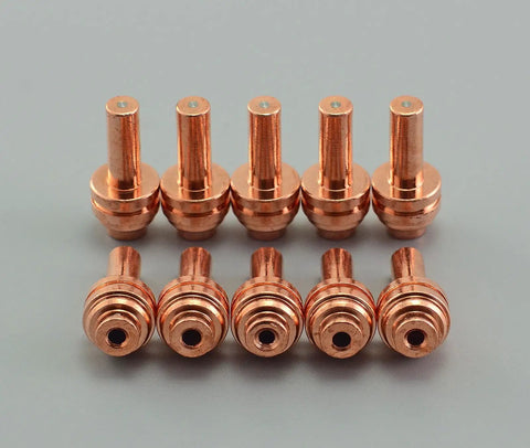 Miller ICE-25C Plasma Cutting Consumables Kit With 10 Nozzles 25A Ref 176656 And 10 Electrodes Ref 176655 OEM Style Replacement Set For Easy Smooth Cuts Budget Friendly, copper nozzles and electrodes