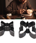 Butterfly Shape Leather Cutting Dies Set For DIY Leather Craft Keychains And Wallet Making shown with artisan using punch die kit