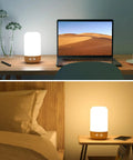 Smart Bedside Lamp With Alexa And Google Assistant, RGB Color Changing LED, 2700K-5700K Tunable White, on desk and nightstand