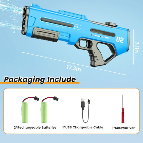 Ultimate Water Blaster Gun With Automatic Reload And Three Shooting Modes For Epic Summer Water Fights Long Range Up To 32 Feet Ideal Outdoor Yard Party Toy For Kids And Adults blue toy with accessories
