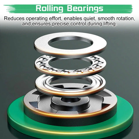 Heavy Duty Bottle Screw Jack For Floor Leveling And Auto Maintenance with rolling bearings for smooth rotation and control.