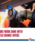Worker using Tiger Type 27 Cut And Grind Combo Wheel A30S Seven Inch By One Eighth Inch Seven Eighths Inch Arbor, sparks visible