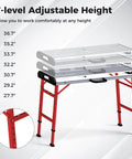 Portable Welding Table 42 By 21 Inches Folding Height Adjustable Top With Beefy 1000 Lbs Capacity 7 level height options