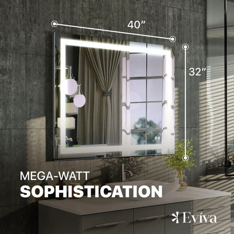 Glow 36 Inch By 28 Inch Rectangular Frameless Mirror With Dual Mounting Hardware No Fuss Easy Install on a bathroom wall