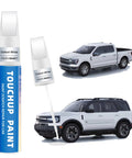 Ford Oxford White Touch Up Paint Kit For 2-In-1 Scratch Repair Pen shown with Ford F-150 and Explorer in Oxford White color