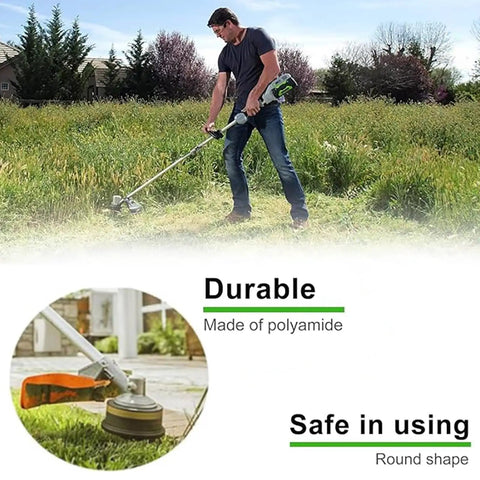 Person using a Gearbox Trimmer Head With AutoCut 25 2 Replacement For Brushcutter Weed Eater Gas Trimmers in a field
