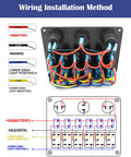 Wiring diagram for Six Gang Marine Rocker Switch Panel Waterproof With Circuit Breakers Digital Voltage Display PD QC3 USB Port