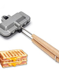 Heavy Duty Double Sided Nonstick Sandwich Maker With Portable Aluminum Flip Pan for easy cooking grilled sandwiches.