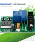 Super Tight 60V Battery Charging Control Board Compact Power Module For Custom EV Solar DIY Battery Systems With Lithium Ion Compatibility And Zero Sweat Setup close-up view of PCB with components including relay and capacitors