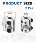 Two Pack 5 To 5mm Flexible Shaft Couplers 20mm Length 15mm Diameter Aluminum Alloy Clamp Joint Connectors For Stepper Motors
