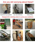 Heavy Duty Electric Stair Climber Cart With Huge 36AH Battery Power Lifts Up To 485 Lbs, moving boxes up stairs safely.