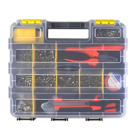 Double Sided Tool Box Organizer For Hardware Storage, 34 Compartments With 24 Removable Dividers, Portable Small Parts Case