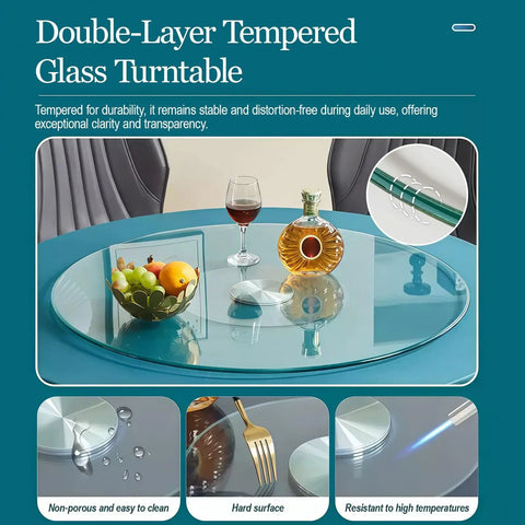Tempered Glass Lazy Susan Tabletop Organizer With Smooth Silent Spin Large Serving Tray For Dining Tables Banquets Weddings.