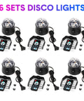 Six Pack Disco Ball Party Lights RGB DJ Strobe Light With Remote Control Plug In For Home Room Birthday Dance Parties