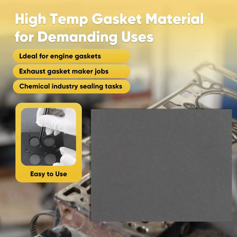 Front view of Terixe 3-pack gasket sheet set; gray high-temp gasket material, 15x11.8 in, 0.8/1.0/1.2 mm.