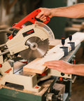 Person using a table saw with Go-To Heavy Duty C Clamps Set 2 Inch Wood Clamps With Metal Right Angle Brackets for woodworking.