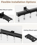 Heavy Duty Ceiling And Wall Mount Curtain Track System For 6 To 9 Ft Black Finish with installation options