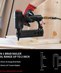 Pro Grade 18 Gauge Pneumatic Brad Nailer And Air Powered 2 In 1 Staple Gun Kit for 18G brad nails and crown staples.